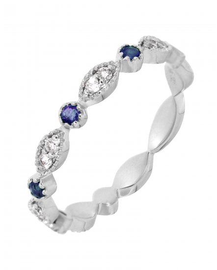MARQUISE STYLE COLORED STONE DIAMOND BAND (TR3179)